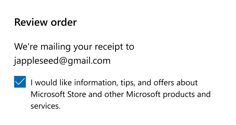 Microsoft's review order section